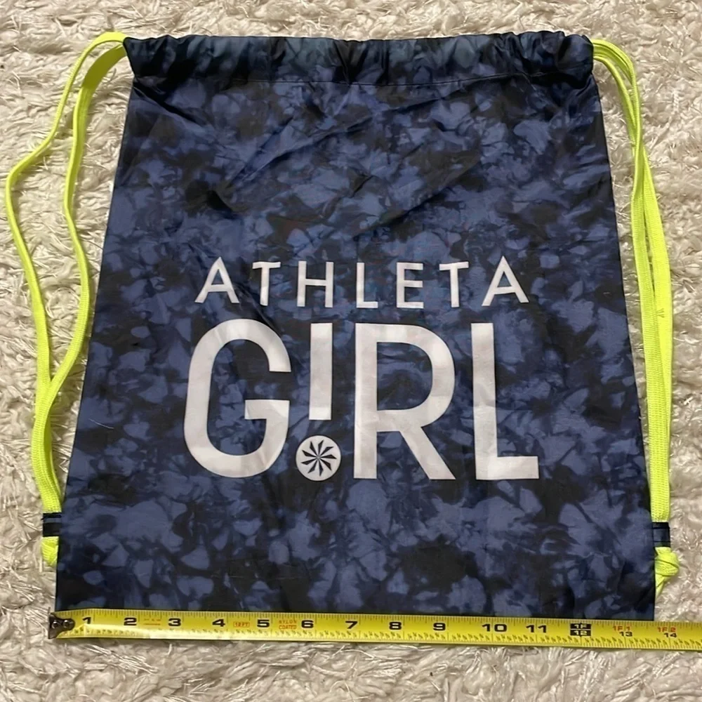 ATHLETA Girl Blue Tie Dye Cinch Sack Workout Backpack